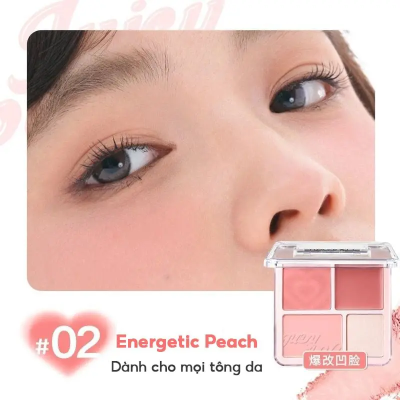 Bảng Phấn Má Hồng Bắt Sáng JUDYDOLL 4 Ô Tông Lì Đa Năng Mềm Mịn Trang Điểm Tự Nhiên Lâu Trôi