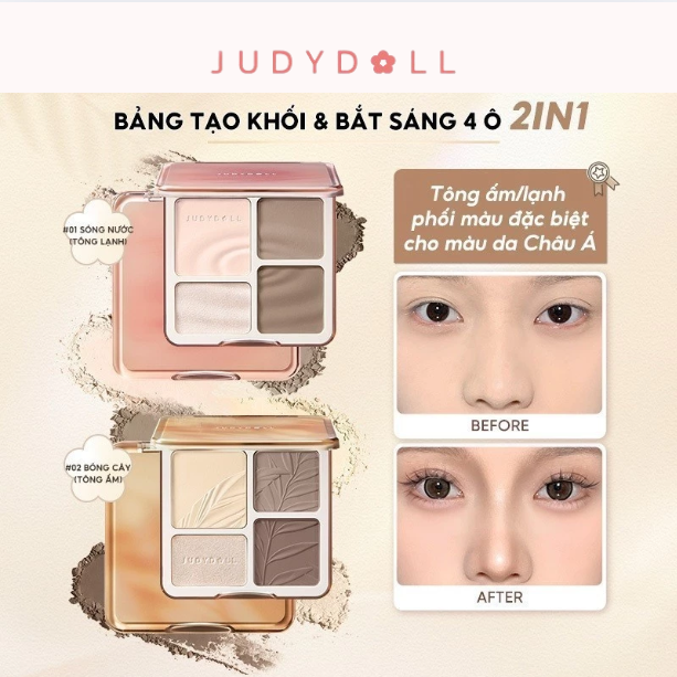 Bảng Highlight Tạo Khối JUDYDOLL 4 Màu Highlight Contour Palette Bắt Sáng Và Tạo Khối Tự Nhiên
