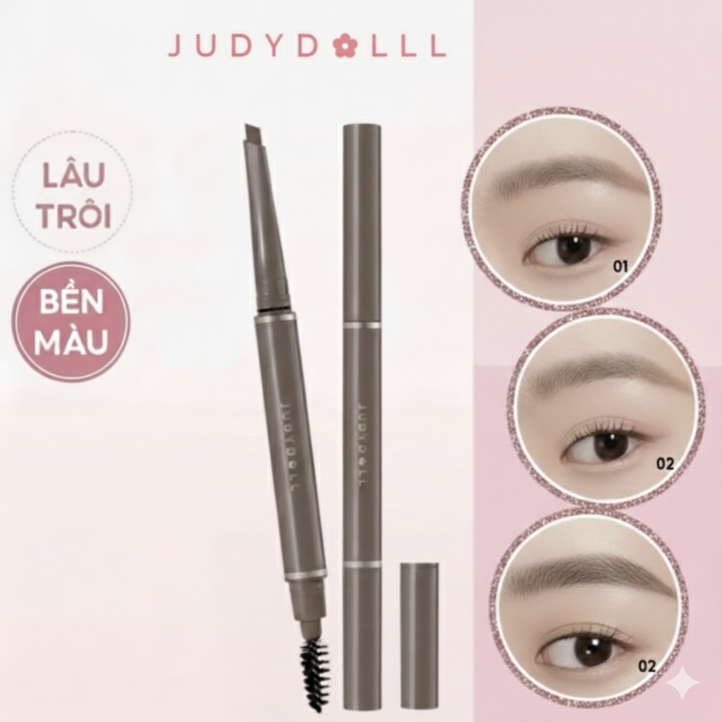 Chì Kẻ Mày Lâu Trôi Judydoll Long-Lasting Eyebrow Gel Pencil – Bút Kẻ Mày 2 Đầu Dạng Gel Lên Màu Tự Nhiên