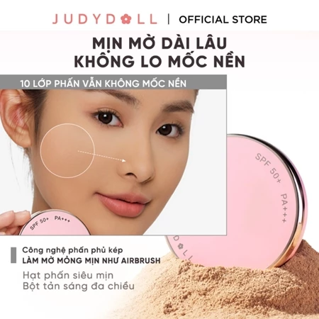 Phấn Nền Phấn Phủ Dạng Nén JUDYDOLL Peach Skin Matte 2-Way Cake Khô Thoáng Mịn Da